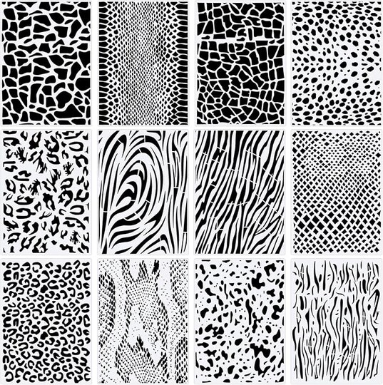 Citrus; 12 Pieces Leopard Stencils Animal Cheetah Stencils Reusable Snakeskin Painting Template for Bleaching Shirts Baking DIY Crafts Wall(8.3 x 11.7 Inch); Category:Letter & Number Stencils; Image:1